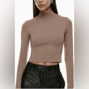 Princess Polly Tan Long Sleeve Crop Top